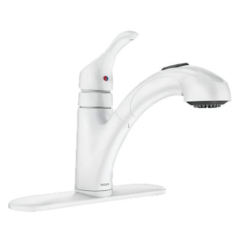 Main product image of Renzo One-Handle Low Arc Pullout Kitchen Faucet, CA87316W (Glacier)