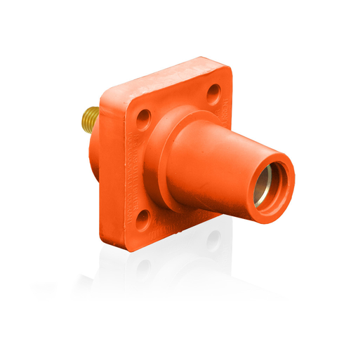 Main product image of 16 Series Female Panel Receptacle, Cam-Type, 90-Degree, Threaded Stud Length, 3/4", Taper Nose, 400A Max, Cable Range, #2 to 4/0 AWG (Orange)