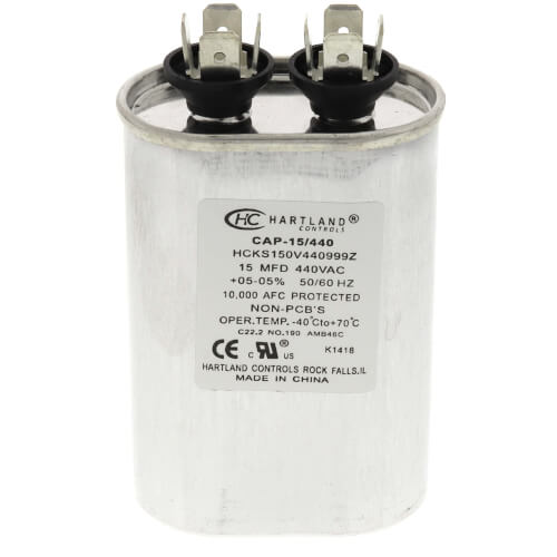 CAP-15/440 - Hartland Controls CAP-15/440 - 15 MFD Oval Run Capacitor ...