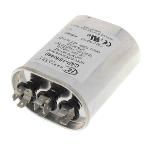 Main product image of 15/5 MFD Oval Dual Motor Run Capacitor (370/440V)