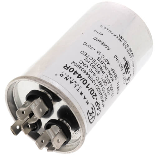Main product image of 20/10 MFD Round Dual Motor Run Capacitor (370/440V)