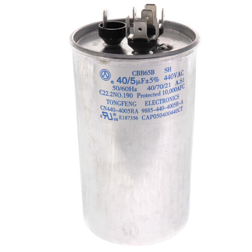 Main product image of 440V Dual Round Capacitor (40/5 MFD)