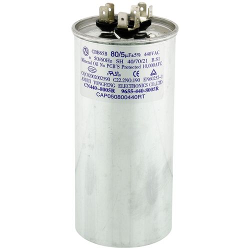 Main product image of 80/5 MFD 440V Round Dual Run Capacitor, CAP050800440RTP