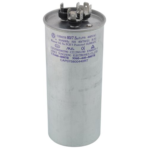 Main product image of 7.5/80 MFD 440V Dual Round Capacitor, CAP075800440RT