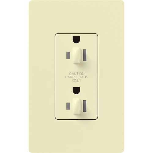 Main product image of Claro 15A Dual Dimming, Tamper Resistant Duplex Receptacle, Decorator Outlet, Gloss Finish, Almond