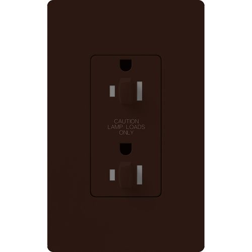 Main product image of Claro 15A Dual Dimming, Tamper Resistant Duplex Receptacle, Decorator Outlet, Gloss Finish, Brown