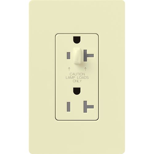 Main product image of Claro 15A Half-Dimming, Tamper Resistant Duplex Receptacle, Decorator Outlet, Gloss Finish, Almond