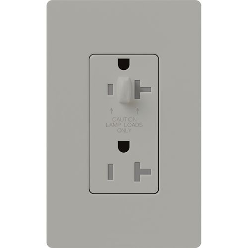 Main product image of Claro 15A Half-Dimming, Tamper Resistant Duplex Receptacle, Decorator Outlet, Gloss Finish, Gray