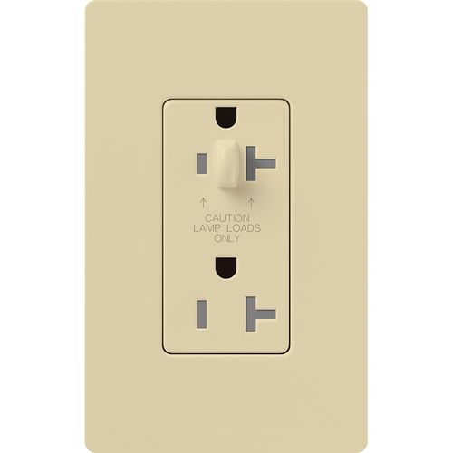 Main product image of Claro 15A Half-Dimming, Tamper Resistant Duplex Receptacle, Decorator Outlet, Gloss Finish, Ivory