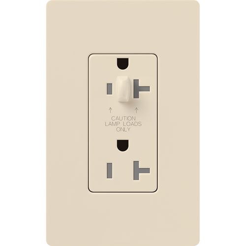 Main product image of Claro 15A Half-Dimming, Tamper Resistant Duplex Receptacle, Decorator Outlet, Gloss Finish, Light Almond