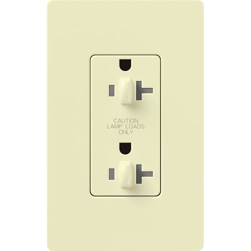 Main product image of Claro 20A Dual Dimming, Tamper Resistant Duplex Receptacle, Decorator Outlet, Gloss Finish, Almond