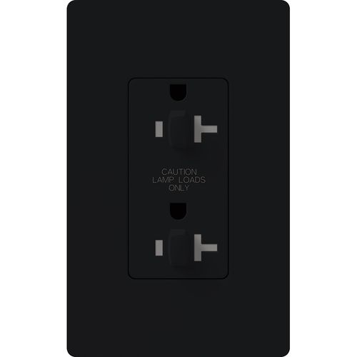 Main product image of Claro 20A Dual Dimming, Tamper Resistant Duplex Receptacle, Decorator Outlet, Gloss Finish, Black