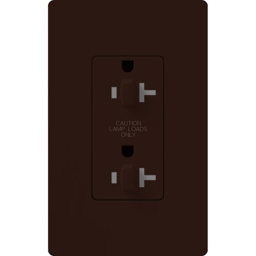 Main product image of Claro 20A Dual Dimming, Tamper Resistant Duplex Receptacle, Decorator Outlet, Gloss Finish, Brown