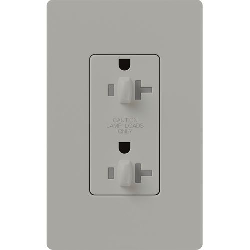 Main product image of Claro 20A Dual Dimming, Tamper Resistant Duplex Receptacle, Decorator Outlet, Gloss Finish, Gray