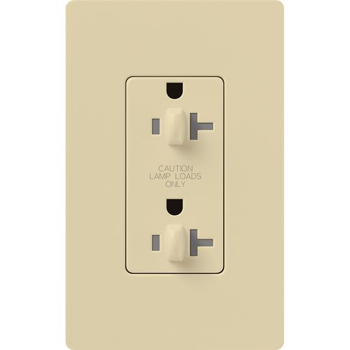 Main product image of Claro 20A Dual Dimming, Tamper Resistant Duplex Receptacle, Decorator Outlet, Gloss Finish, Ivory