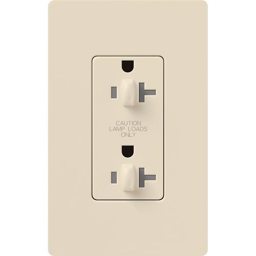 Main product image of Claro 20A Dual Dimming, Tamper Resistant Duplex Receptacle, Decorator Outlet, Gloss Finish, Light Almond