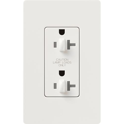Main product image of Claro 20A Dual Dimming, Tamper Resistant Duplex Receptacle, Decorator Outlet, Gloss Finish, White