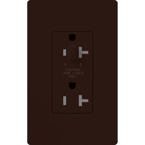 Main product image of Claro 20A Half-Dimming, Tamper Resistant Duplex Receptacle, Decorator Outlet, Gloss Finish, Brown