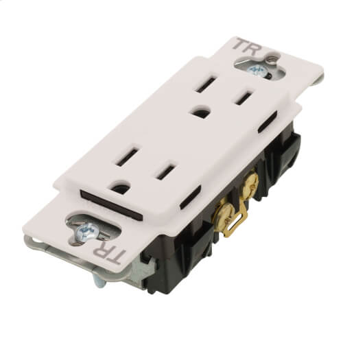 Main product image of Claro 15A Tamper Resistant Duplex Receptacle, Designer Style Outlet, CARS-15-TR-WH, White