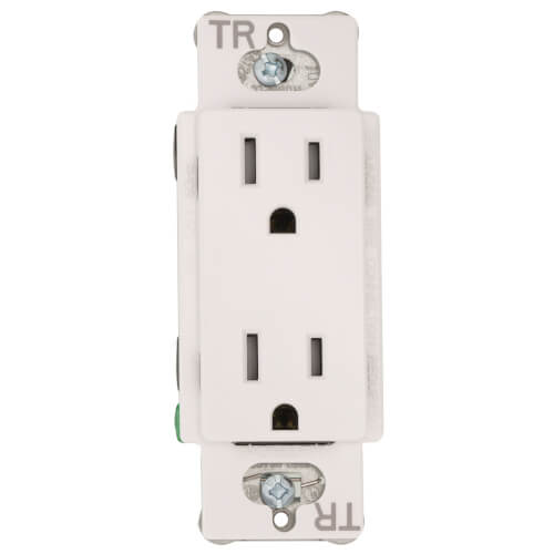 Main product image of Claro 15A Tamper Resistant Duplex Receptacle, Designer Style Outlet, CARS-15-TR-WH, White