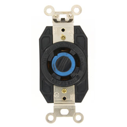 Main product image of 30A, 120/208V 3-Phase Y, NEMA L18-30R, 4P, 4W, Flush Mtg Locking Receptacle, Non-Grounding, V-0-MAX (Black)