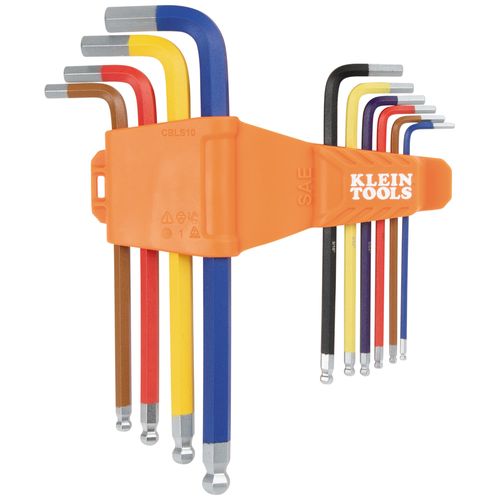 Main product image of 10 Piece Powder Coated Long Ball End Hex Key Set, SAE