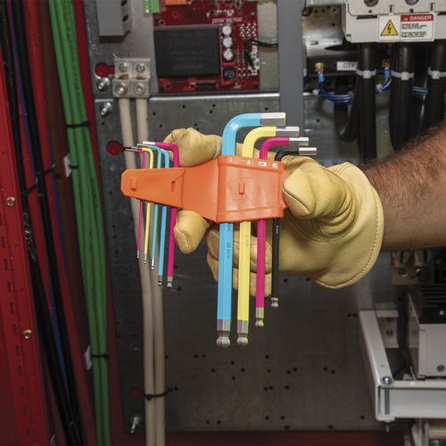 Main product image of 19 Piece Powder Coated Long Ball End Hex Key Set, SAE/Metric