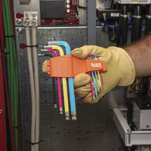 Main product image of 19 Piece Powder Coated Long Ball End Hex Key Set, SAE/Metric