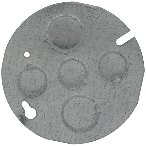 Main product image of 4" Octagon Concrete Box Cover, Flat w/ 1/2" & 3/4" Knockouts