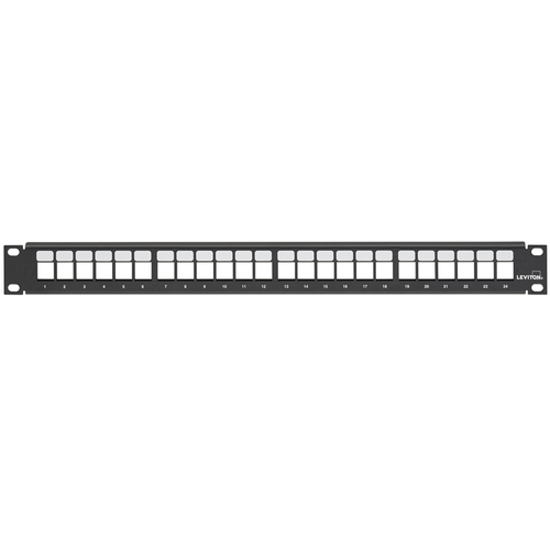Main product image of Flat Quickport, Patch Panel, 24-port, 1RU (Black) Cable Management Bar Not Included.