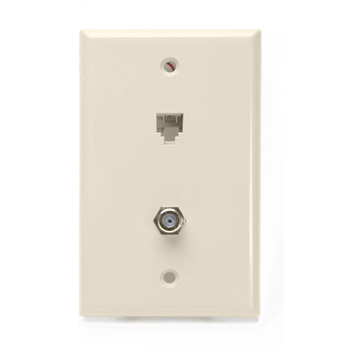 Main product image of Standard Telephone Wall Jack, 6p4c X F, Screw Terminal (Light Almond)