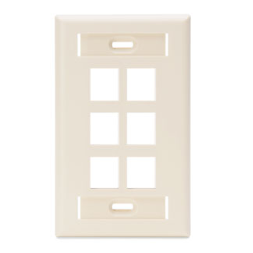 Main product image of Single-Gang Quickport, Wallplate w/ ID Windows, 6-port (Light Almond)