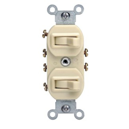Main product image of 15A, 120/277V Duplex Style 3-way/3-way AC Combo Switch, Residential/ Non-grounding, Side Wired (Light Almond)