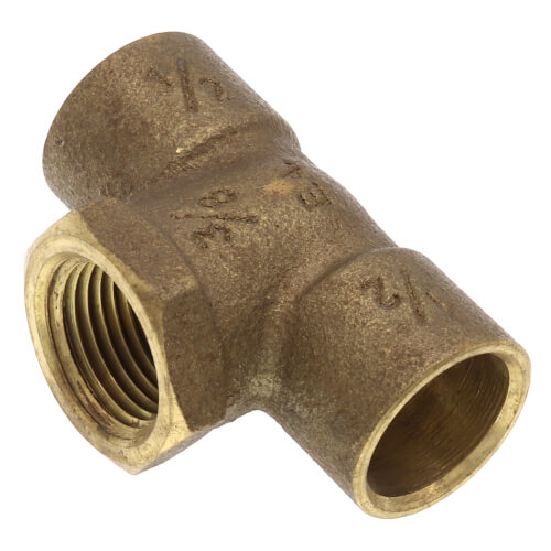 Main product image of 1/2" x 1/2" x 3/8" C x C x F Cast Brass Tee (Lead Free)