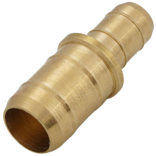Main product image of 1/2" Barbed x 3/8" Barbed (brass) Plastic Tubing Coupling