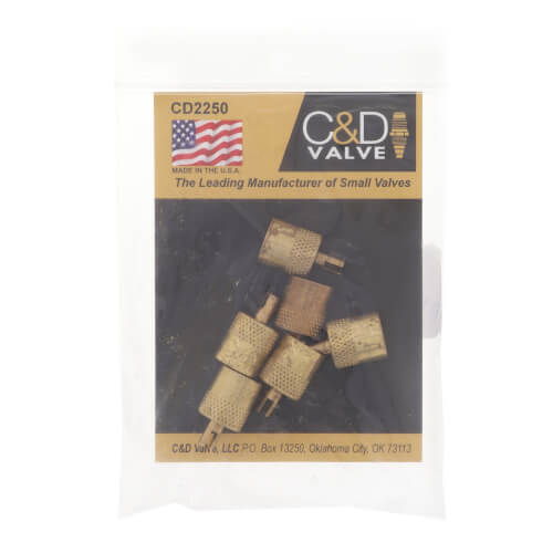 1/4" Flare Brass Cap w/ Core Wrench Tool on Top (Pack of 6)