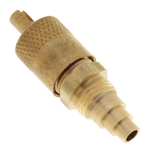 Main product image of 1/4" M. Flare Universal Line Service Access Valve w/ CD2250 Brass Wrench Cap and Valve Core (6 Pack)