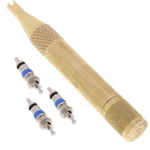 Main product image of Brass Valve Core Tool and Container, includes 3 Valve Cores