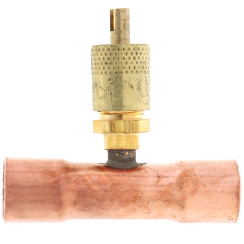 Main product image of 1/4" Flare Copper Access Tee, 1/2" Copper Tube w/ 1/4" Flare Brass Wrench Cap and Valve Core (Pack of 2)