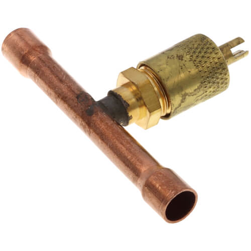 Main product image of 1/4" Flare Copper Access Tee on 1/4" Copper Tube, w/ 1/4" Flare Brass Wrench Cap and Valve Core (Pack of 2)