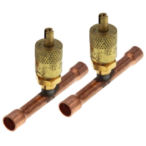 Main product image of 1/4" Flare Copper Access Tee on 1/4" Copper Tube, w/ 1/4" Flare Brass Wrench Cap and Valve Core (Pack of 2)