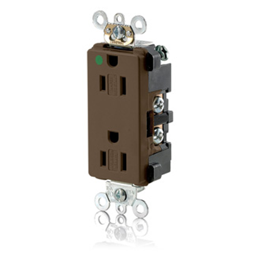 Main product image of Decora Plus Duplex Receptacle, Extra Heavy-Duty Hospital, Tamper Proof, 15A 125V 2P 3W (Brown)