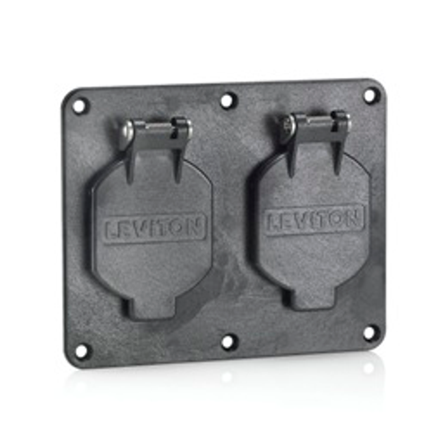 Main product image of 2, 1.56" Dia Single Receptacle Coverplate w/ Weather-resistant Flip Lid Black
