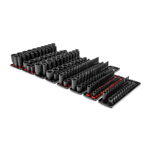 Main product image of 1/4, 3/8, 1/2" Drive 6-Point Impact Socket Set with Rails and Trays, 230-Piece (5/32 - 1-1/2", 4-38 mm)
