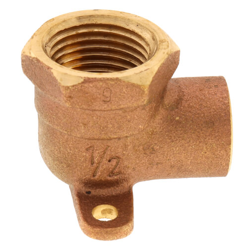 1/2" CxF Cast Brass 90-Degree Drop Ear Elbow