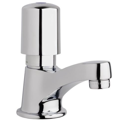 Main product image of Deck-Mounted Metering Bathroom Faucet, Single Water Inlet Fitting, Pressure Compensating Softflo Aerator 2.2 GPM (Polished Chrome), 333-765PSHABCP