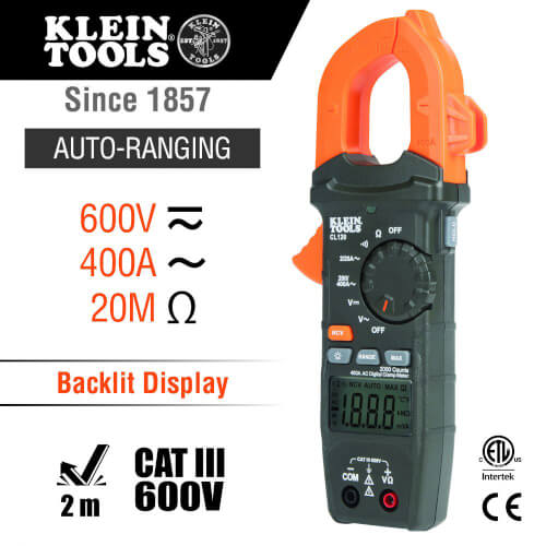 CL120 Klein Tools CL120 Digital Clamp Meter AC AutoRanging, 400A
