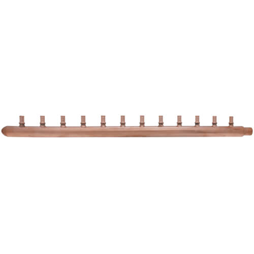 Main product image of 1" PEX Crimp × Spin Closed Copper Manifold, w/ 1/2" PEX Crimp Outlets (12 Outlets)