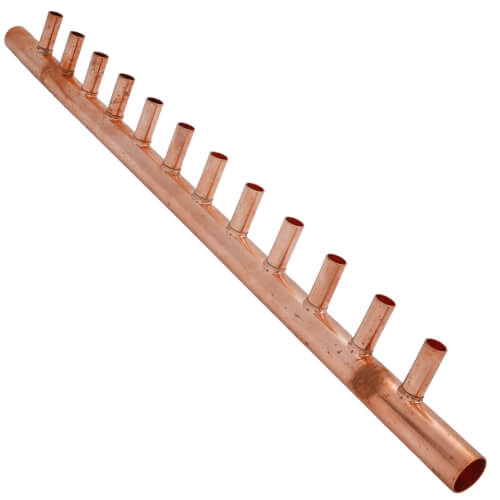 1" Male Sweat Copper Manifold w/ 1/2" Sweat Loops (12 Outlets)