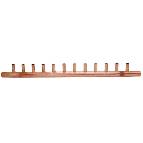 1" Male Sweat Copper Manifold w/ 1/2" Sweat Loops (12 Outlets)